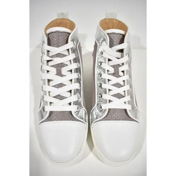Christian Louboutin Mens Louis Orlato Flat Elegant Argento High Top Sneaker 42 9